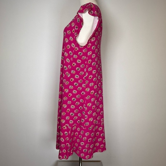 LOFT Ann Taylor Pink Floral Flutter Sleeve V-Neck Dress Women’s Size Medium - Picture 5 of 8